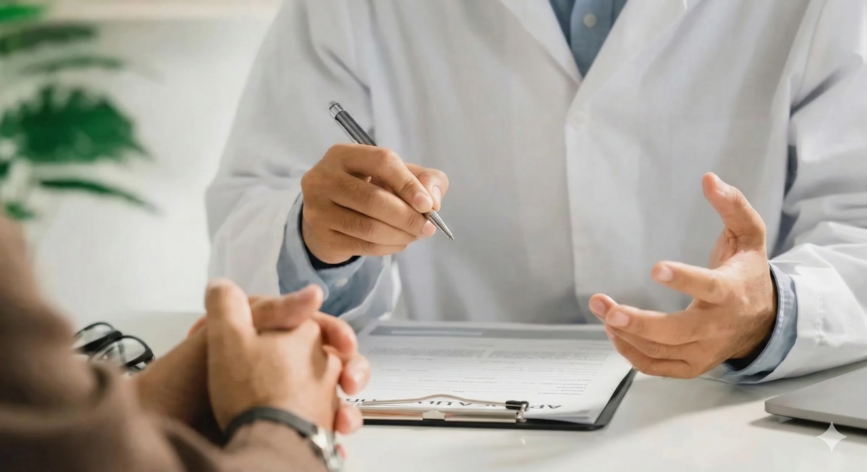 Llenado de documentación y formularios médicos preoperatorios en la primera consulta