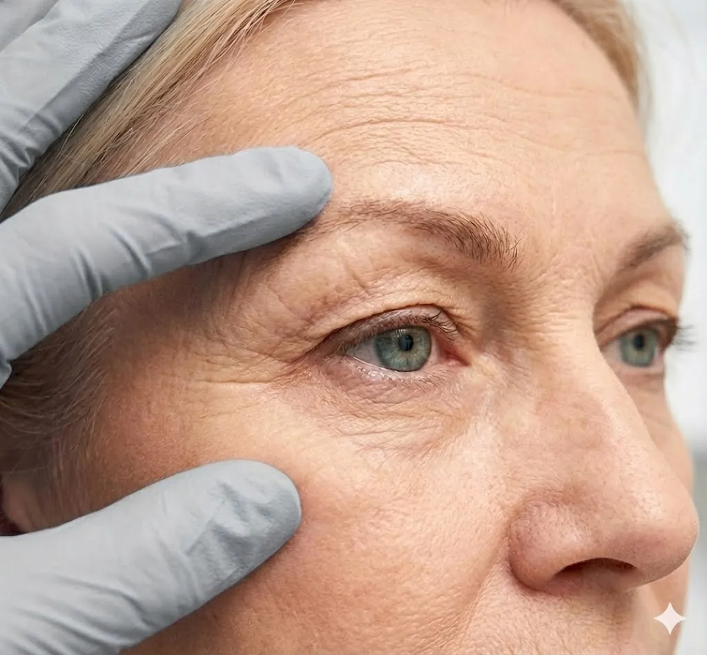 El Dr. Tomás Pacheco realizando un análisis clínico para una cirugía de párpados y rejuvenecimiento de la mirada en Mérida