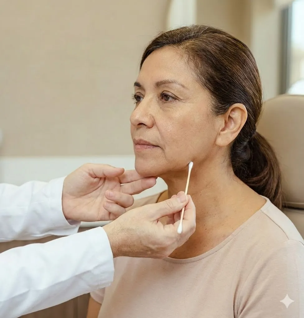 Especialista realizando análisis para un lifting de cuello de planos profundos en Mérida